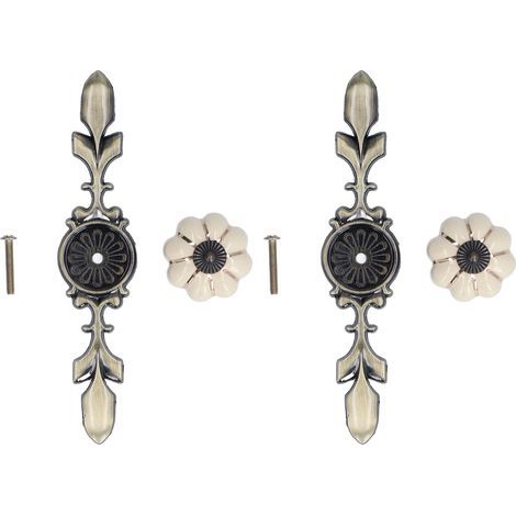 2 pièces/ensemble boutons de tiroir en forme de citrouille peints à la main, poignée d'armoire en céramique de Style pastoral chinois blanc (1/5)