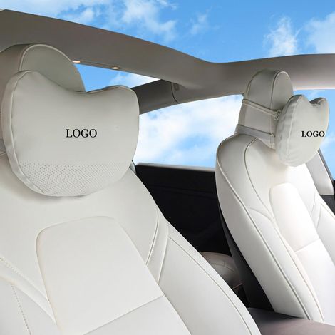 Kopfstützenkissen 2er-Set Nappaleder Weiß für Tesla Model 3/Y/S/X (1/5)