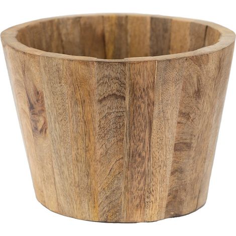 Cache-pot en Bois Brun 18 x 13 cm Pot de Fleurs Style Rustique pour Décoration Intérieure - PANGIVO (1/4)