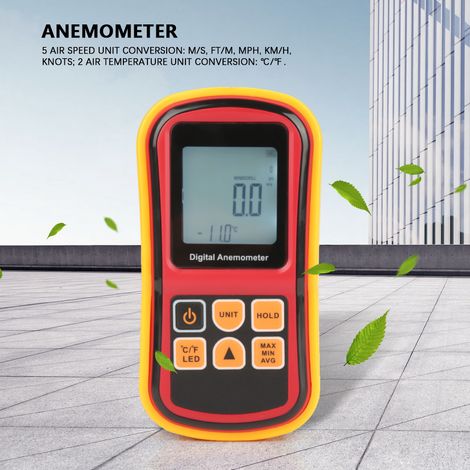 Anémomètre numérique portable LCD GM8901, testeur de vitesse du vent et de température (1/5)