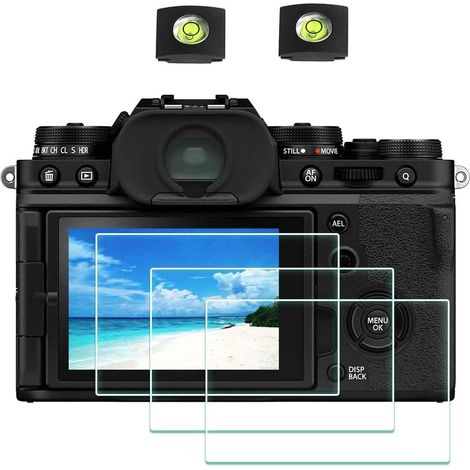 X-T4 Lot de 3 films protecteurs d'écran pour appareil photo numérique Fujifilm X-T4 Fuji Film XT4 et sabot de sabot 0,3 mm Dureté 9H Anti-rayures, anti-traces de doigts, anti-bulles