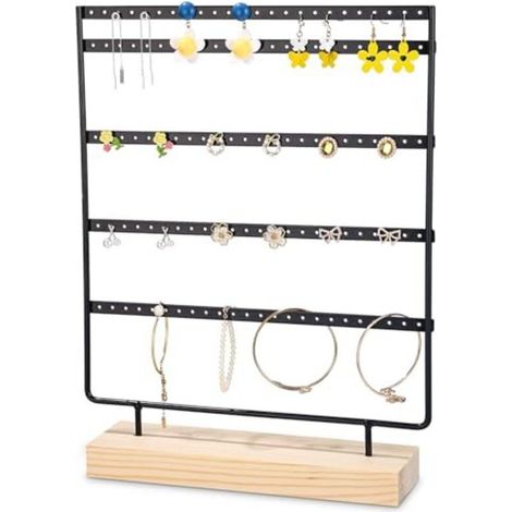 Jewelry Holder, Jewelry Display Stand with Wooden Base, Earring Holder for Displaying Earrings, Suitable for Storing Earrings, Stud Earrings and More (1/5)