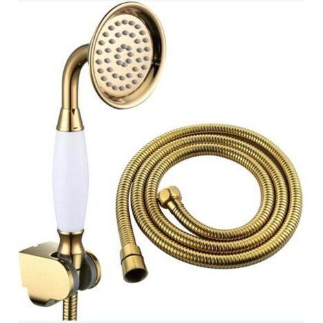 Gold brass shower head – 1.5M flexible hose – Increases water pressure – Easy wall installation (1/4)