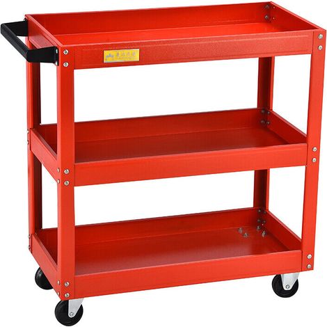 Carrello Per Attrezzi Da Officina portautensili 3 ripiani con 4 ruote JS-19