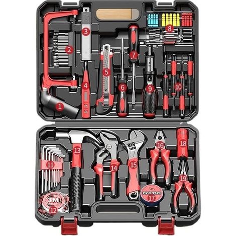 (100 Pcs)Home Repair Tool Kit, General Home/Auto Repair Tool Set, Toolbox Storage Case with Drawer, General Household Tool Kit Plier, Screwdriver Socket Kit etc Perfect for Homeowner, Handyman