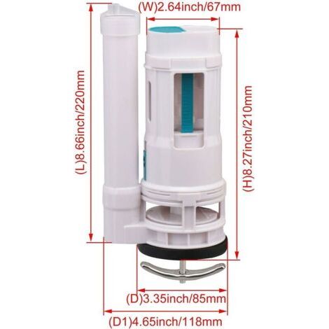 Valve de vidange de toilette monobloc, ensemble de valve de sortie de toilette à double bouton, accessoires de réservoir d'eau de salle de bains (1/4)