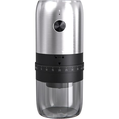Macinacaffè elettrico, macinacaffè per chicchi di caffè con 40 impostazioni di macinatura precise, ricaricabile tramite USB, macinacaffè in ceramica per uso in movimento, per ufficio, viaggi e campegg