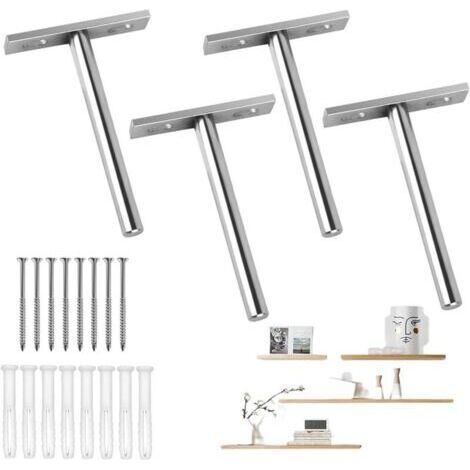 Support Etagere Invisible, Fixation Invisible pour Étagère Mural en Bois, Supports en Métal pour Étagère Flottante, Etagere Murale Fixation Invisible avec Vis de Montage pour bricolage(100MM, 4PCS) (1/4)