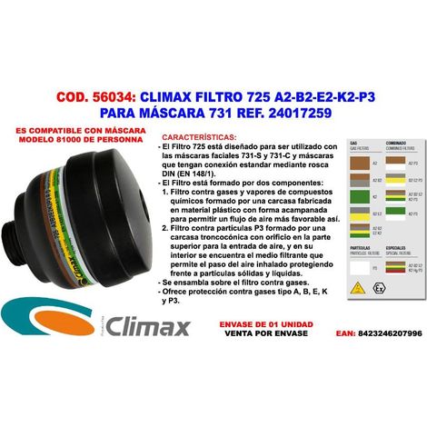 climax filtro 725 a2-b2-e2-k2-p-3 para mascara 731 ref 24017259