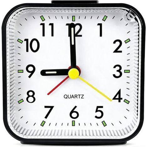 Reloj de cuarzo - Despertador - Despertador infantil - Cuadrado - Brilla en la oscuridad - Despertador de mesilla - Material plástico - Negro (1/5)