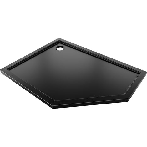 Mexen Flow plato de ducha pentagonal slim izquierdo 100 x 80 cm, negro mate - 46P708010L (1/5)