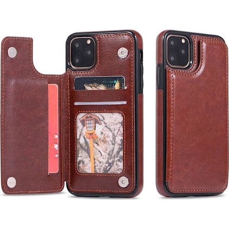Elegante custodia per telefono antiurto con slot per scheda SIM - per iPhone 11, marrone. (1/2)