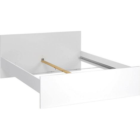 Dmora - Doppelbett Emilienne, Struktur des Container-Betts, Sommier mit Verkleidung, Matratzenhalterstruktur, 207x166 h80 cm, Glänzendes Weiß