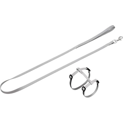 K&F ARNÉS PARA GATOS CON CORREA 110CM, PLATA REFLEC