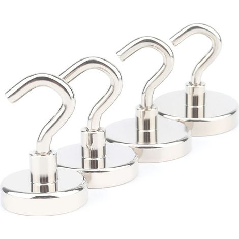 KZQ 4er-Pack robuste Wandhaken aus Aluminium für Badezimmer, selbstklebende Haken ohne Bohren für Küche, Wohnzimmer und Büro (Silber) (1/4)
