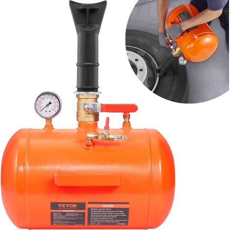 Inflador de neumáticos VEVOR, bomba de aire de 2.4 galones, 150 PSI, herramienta de inflado portátil, presión de 87 a 116 PSI, 5 galones (1/2)