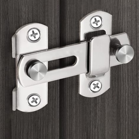 Verrou porte coulissante en acier inoxydable brossé – Loquet de sécurité pour portes et fenêtres – Installation facile avec vis fournies (1/5)
