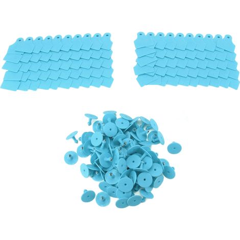 Lot de 100 boucles d'identification vierges en plastique pour moutons, bovins, porcs - fournitures d'élevage bleues (1/5)