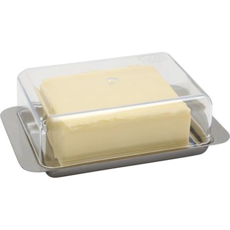 APS Boîte à beurre pour réfrigérateur Acier inoxydable, couvercle étanche aux arômes, hauteur 55 mm