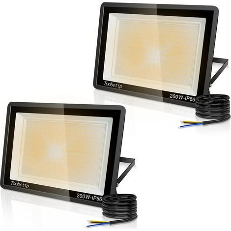 2PCS 200W Projecteur LED Extérieur, Spot LED Exterieur 20000LM Super Lumineux 3500K Blanche Chaude Éclairage de Sécurité Extérieur IP66 Imperméable pour Garage Jardin Terrasse Parking