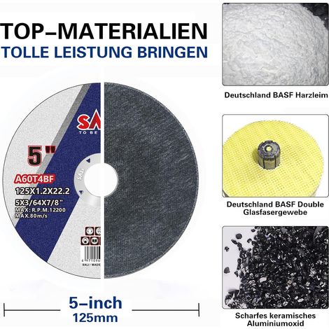 Disque à tronçonner plat pour métaux 125 x 1 x 22 mm, 10 pièces (1/5)