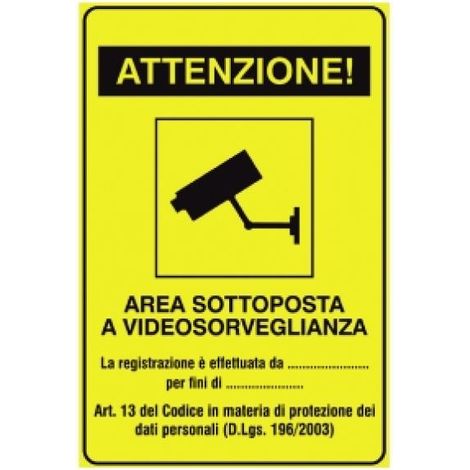 Adesivo di "area videosorvegliata" 30x20 cm