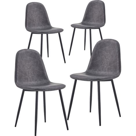 Set da 4 Sedie Design Bella Imbottite in Ecopelle con Gambe in Metallo Nere Grigia (1/5)