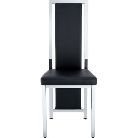 Set mit 4 Esszimmerstühlen schwarz aus PU mit silbernem Metallgestell 109 cm MODENUIT (1/5)