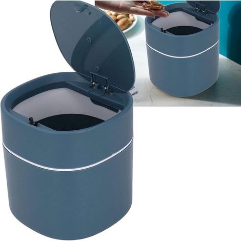 Cubo de basura, Mini cubo de basura, Papelera pequeña de sobremesa, Papeleras, Plástico, azul, 13,513,514 cm, Sin bolsa de basura (1/5)