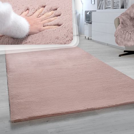 Paco Home Hochflor Teppich Für Wohnzimmer Softes Kaninchenfell Imitat Kunstfell In Rosa Ø 160 cm Rund