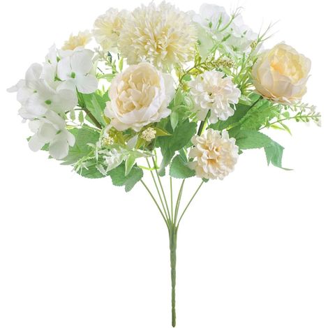2er-Pack feine 7-köpfige Pfingstrosenblumen, schöne Kunstseiden-Kunstblumen für Zuhause/Büro/Büro/Garten/Valentinstag/Hochzeit/Party-Dekoration (1/5)