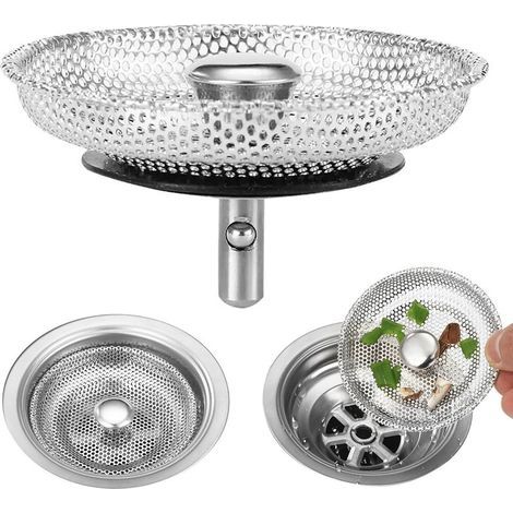 2 Pièces Crépine d'évier de Cuisine, Inoxydable Filtre Évier Cuisine, Bouchon Evier Cuisine, Bonde à Panier Filtre Evier, Panier à Tamis pour Évier, pour Cuisine et Salle de Bain Diamètre 80mm (1/5)