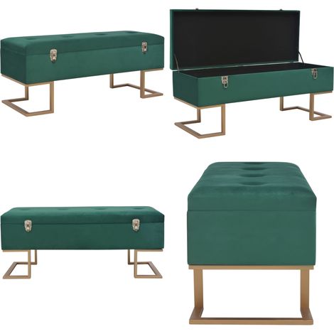 Bank mit Staufach 105 cm Grün Samt - Samtbank - Sitzbank - Flurbank - Dekobank - Beistelltisch - Home & Living (1/5)