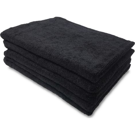 SET 5 ASCIUGAMANI SALVIETTA SPUGNA NERO BEAUTY PARRUCCHIERA CM. 50X100 (1/3)