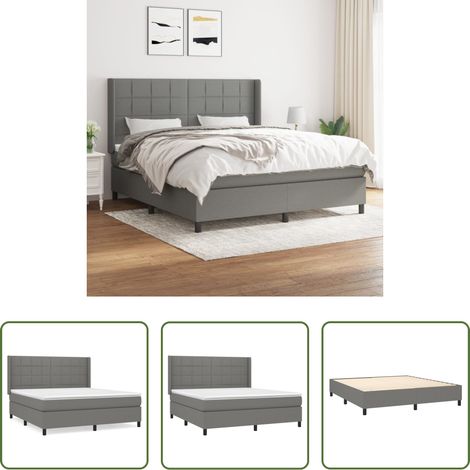 Matratze - Boxspringbett mit Matratze Dunkelgrau 180x200 cm Stoff (1/5)
