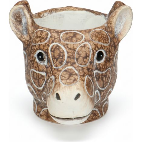 Cache-pot Girafe Décoratif en Brun pour Petites Plantes et Succulentes - D11/14 x 11 cm - PANGIVO (1/5)