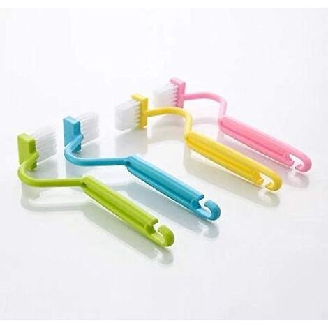 Brosse de toilette pour rebord de cuvette, brosses de toilette en forme de V, brosses de nettoyage multifonctions, lot de 4 brosses de toilette pour les coins de la cuvette avec manche incurvé-AquaFor (1/5)