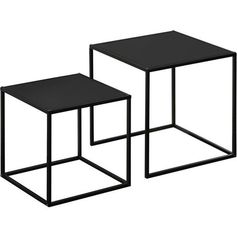 Table 120 x 59 x 45 cm 2 pièces cadre en acier design moderne noir (1/5)
