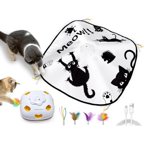 Jouet pour Chat, Rechargeable, Interactif 4 en 1, Cache-Cache pour Chatons, Mouvement Whack a Mole, Jouet électronique pour Chat pour l'exercice (1/5)