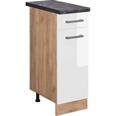 Mobiletto base per cucina R-Line, Bianco lucido, 30 cm , PL Antracite, Vicco