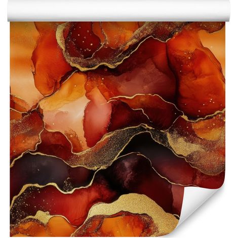 Papier peint encre orange, bordeaux et rouge pour salon et chambre 50x1000 (1/5)