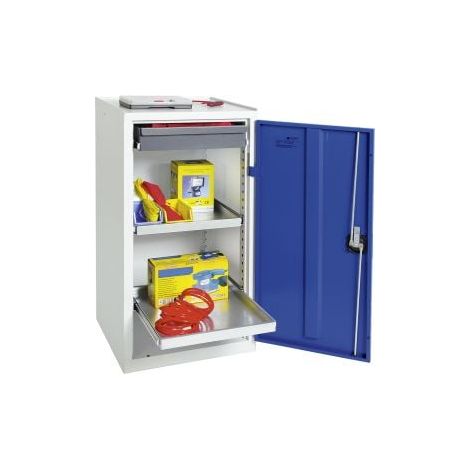 Armoire à outils et matériaux Stumpf Série 3000 gris clair / bleu gentiane + 1 tiroir 100 mm + 2 étagères coulissantes - 3001174