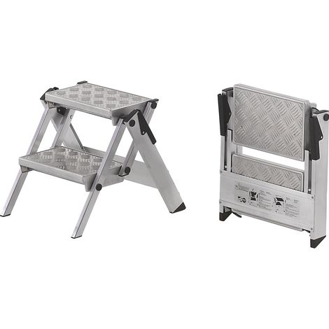 WAKÜ, Escabeau pliant en alu, marche en aluminium strié, sans (1/5)