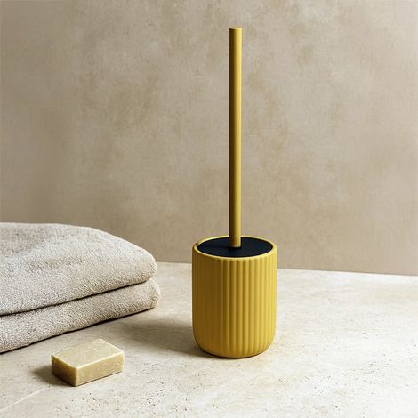 Exagonshop Portascopino wc a pavimento in ceramica giallo color