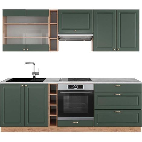 Mueble de cocina Fame-Line, Green-Gold Country/Gold Power Roble, 235 cm , ET Mármol, Vicco (1/5)