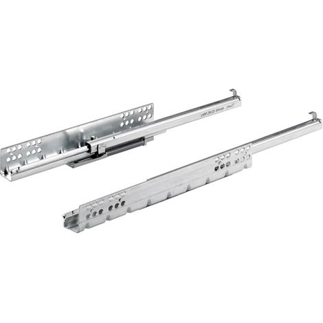 Hettich – Coulisse pour tiroir 30 kg – Amortisseur avec blocage – Longueur 450 mm – Fixation clipsable – Acier zingué – Montage sous tiroir (1/2)