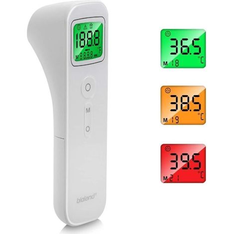 Termometro digitale a infrarossi senza contatto per la misurazione della febbre frontale con schermo LCD, ideale per neonati, bambini e adulti. Elevata precisione, funzione di memoria e allarme febbre