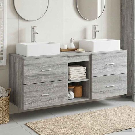 vidaXL Bathroom Cabinet Set 3 pcs Grey Sonoma 129 x 41 x 79.5 cm (1/5)