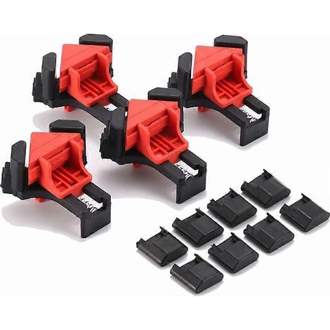 Hoekklem 4-delige set, haakse positioneringsbeugel, 90 graden haakse beugel voor fotolijst, kast, lade, timmermansgereedschap, doe-het-zelf rubberen klem. (1/5)