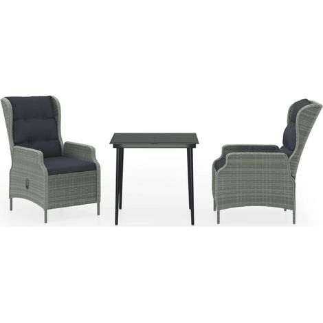 Ensemble Table et Chaise de Jardin Salon de jardin 3 pcs Gris clair 60692 (1/5)
